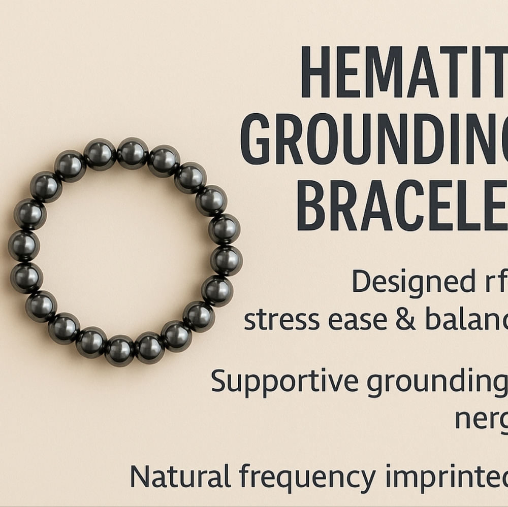 Grounding Frequency Imprinted Hematite Beaded Bra… - image 2